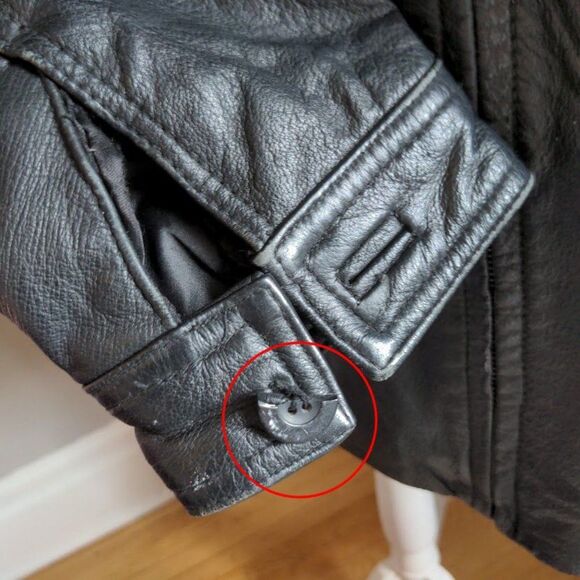 Vintage 1990s Kathy Ireland Motorcycle Jacket Leather Black Zip Front Size Large - Picture 7 of 11